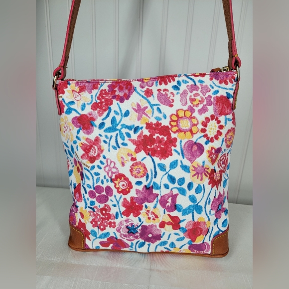 Dooney & Bourke Marabelle Crossbody Bag Pink White Floral Leather Medium Size - Picture 3 of 11